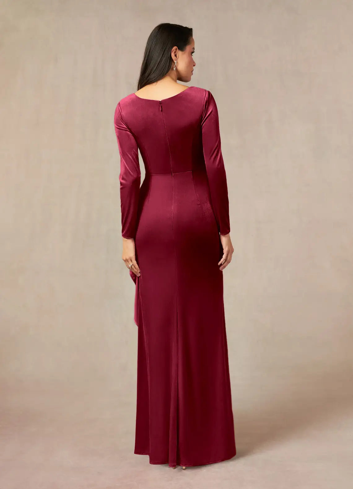 Mermaid V-Neck Pleated Velvet Burgundy formal dresses evening dress Mother of the Bride Dresses