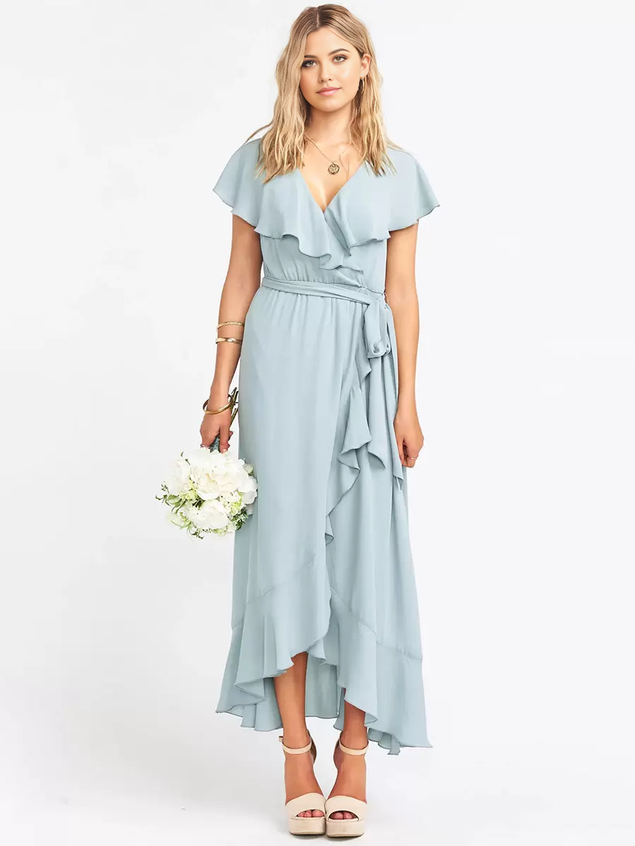 A-Line V-Neck Ankle-Length Chiffon formal dresses Bridesmaid Dresses evening gown Prom Dress