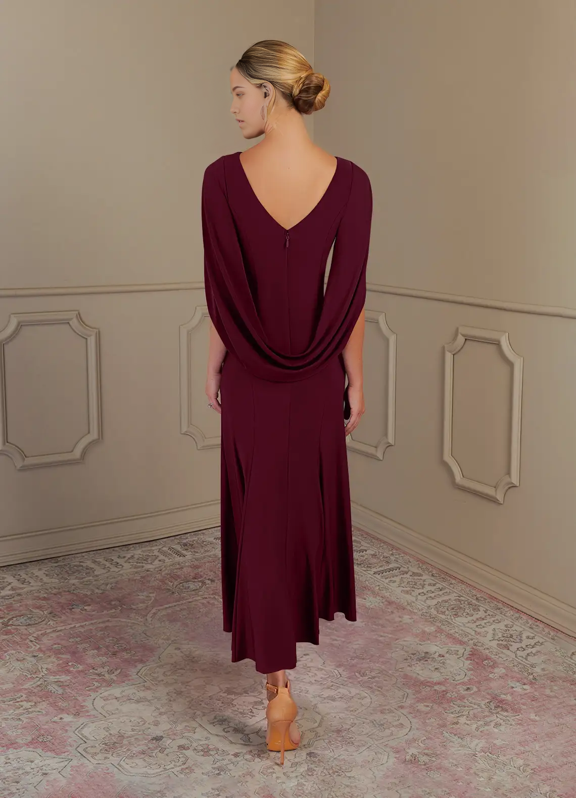 Sheath Boatneck Cabernet formal dresses evening dress Mother of the Bride Dresses