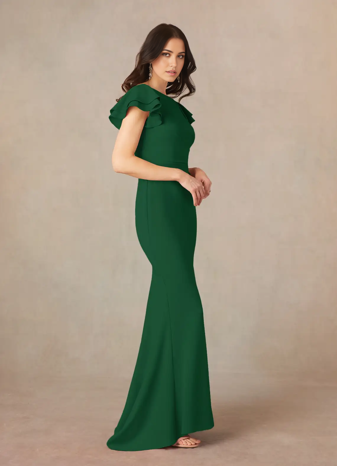Mermaid Scoop Ruched Dark Green formal dresses evening dress Mother of the Bride Dresses