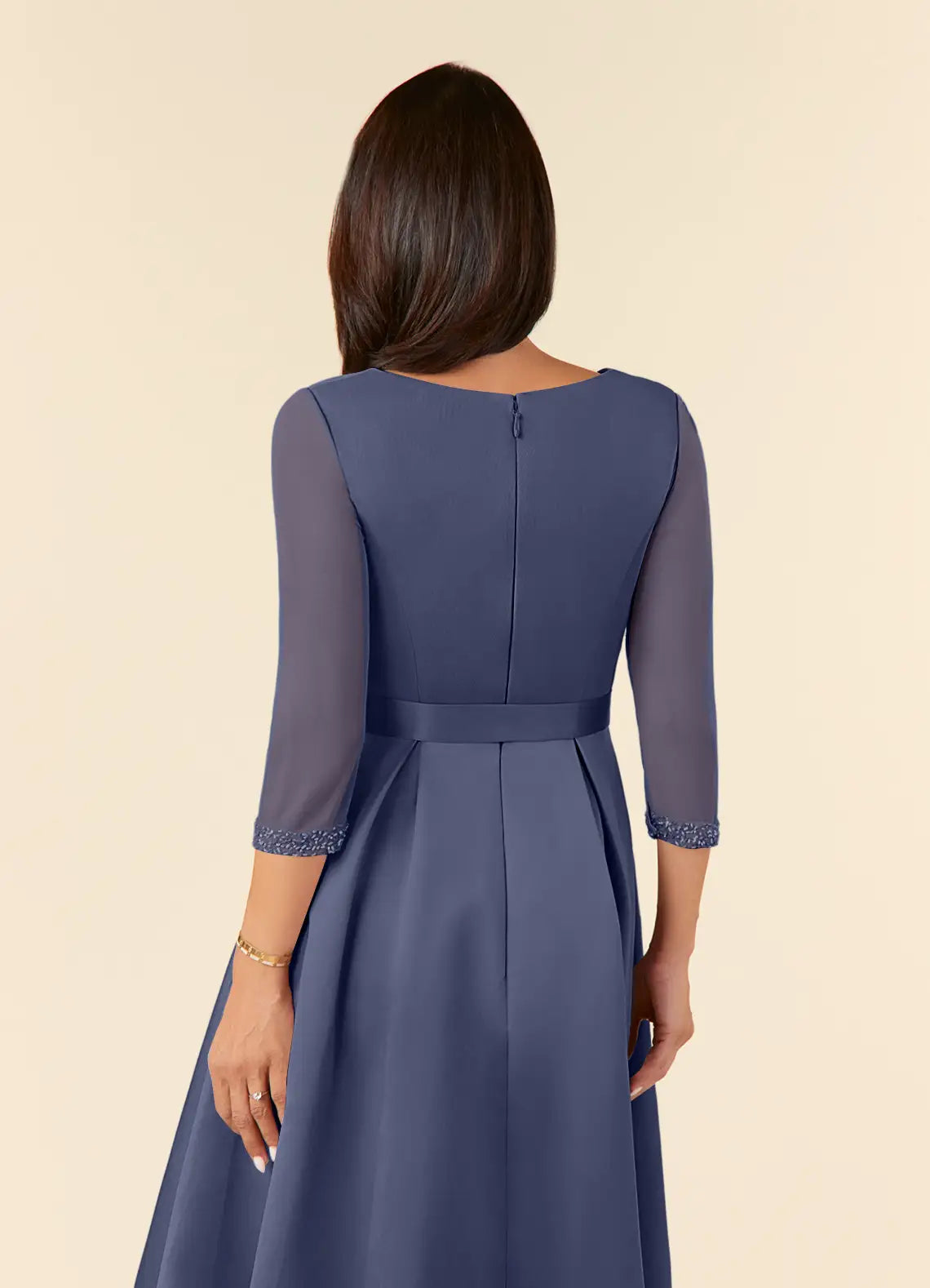 A-Line V-Neck Pleated Tea Length Stormy formal dresses evening dress Mother of the Bride Dresses