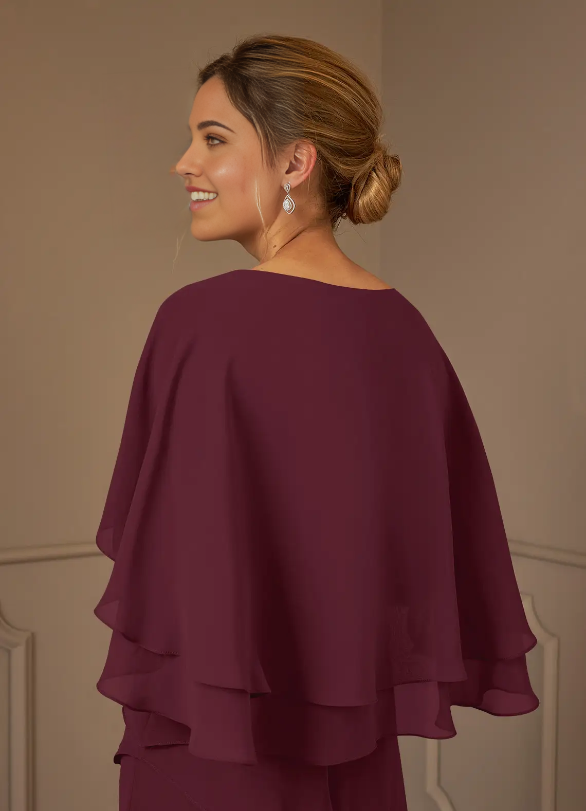 A-Line V-Neck Chiffon Cabernet formal dresses Mother of the Bride Dresses