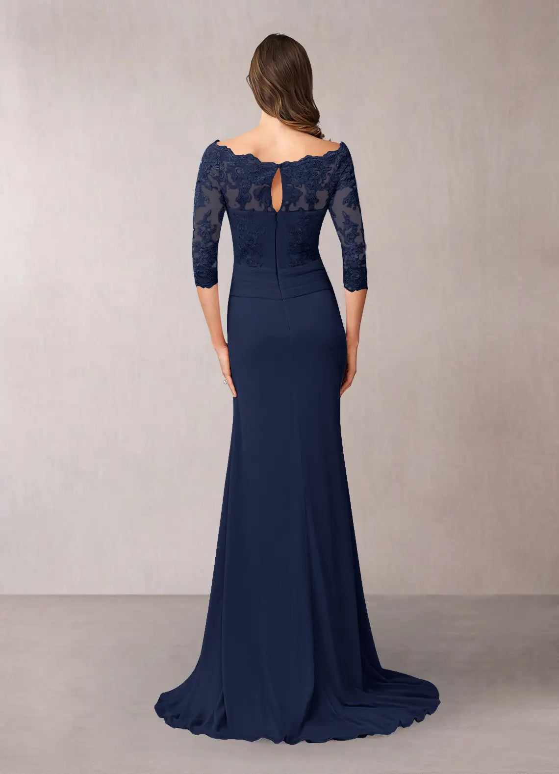 Mermaid Off the Shoulder Appliques Dark Navy formal dresses evening dress Mother of the Bride Dresses