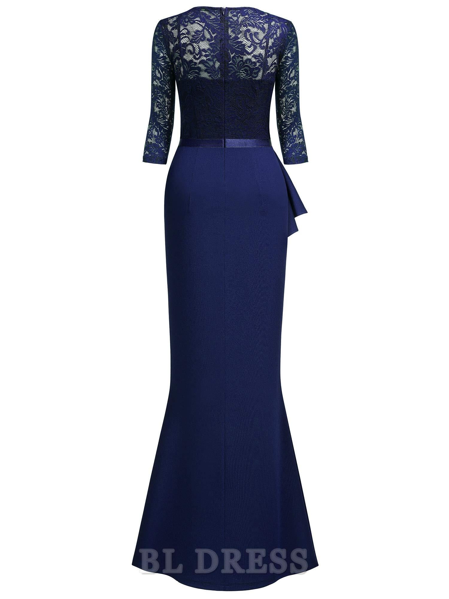 Mermaid V-Neck Half Sleeve Lace Ruffle formal dresses evening gown Bridesmaid Dresses