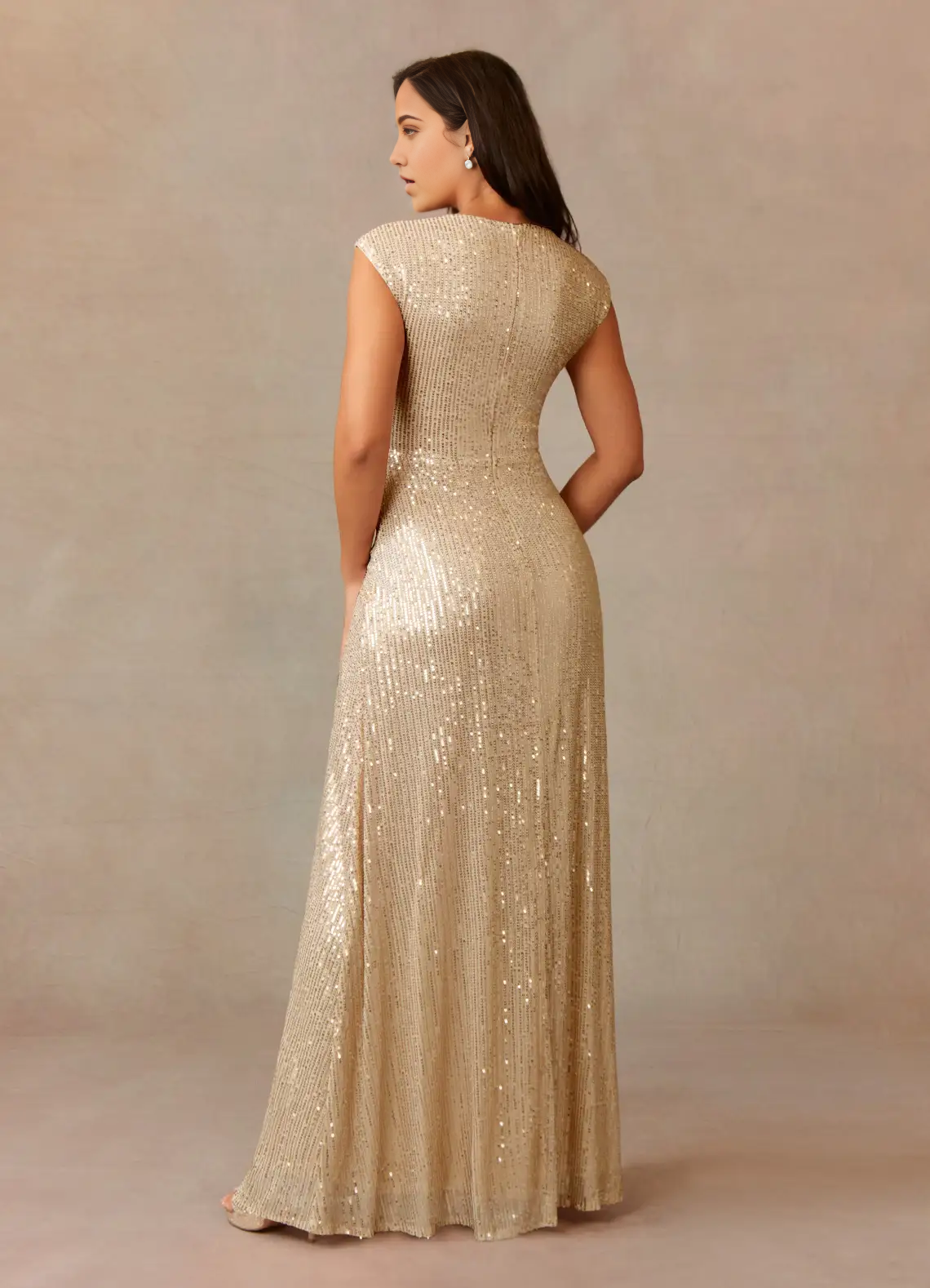 A-Line V-Neck Ruched Champagne Mother of the Bride Dresses