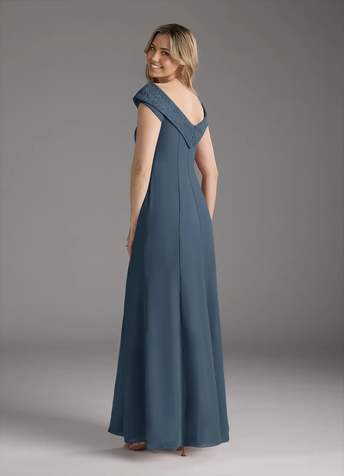 A-Line Boatneck Lace Chiffon formal dresses evening dress Mother of the Bride Dresses