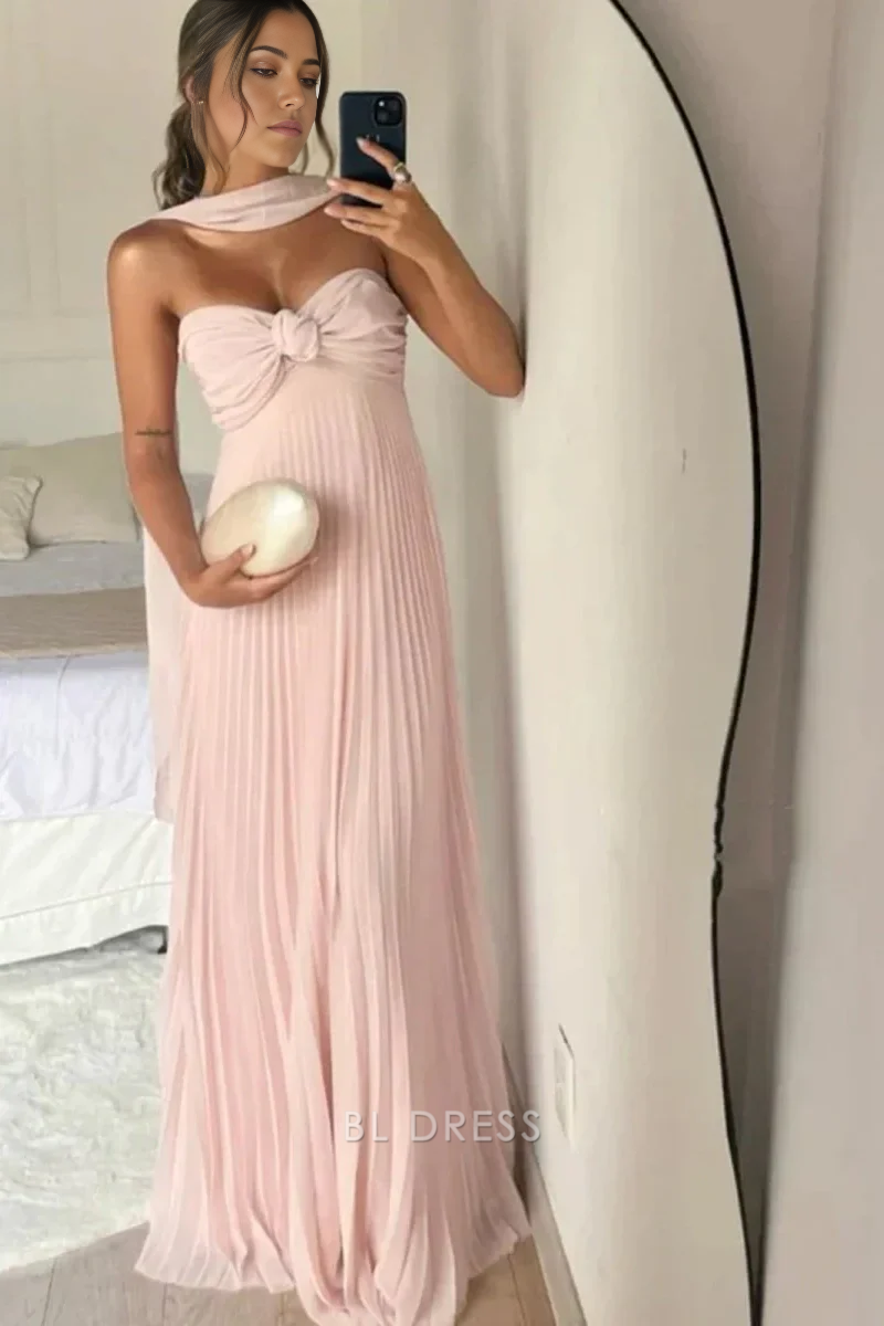A Line Elegant Sweetheart Long formal dresses Bridesmaid Dresses evening gown Prom Dress with Ruffles