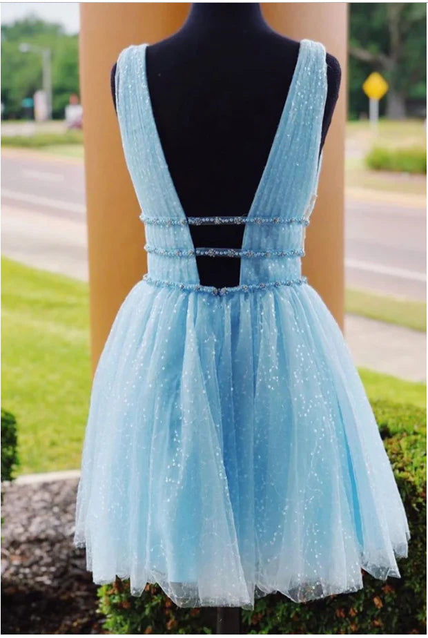 A-line V Neck Short Prom Dressses Fomal Graduation Homecoming Dresses