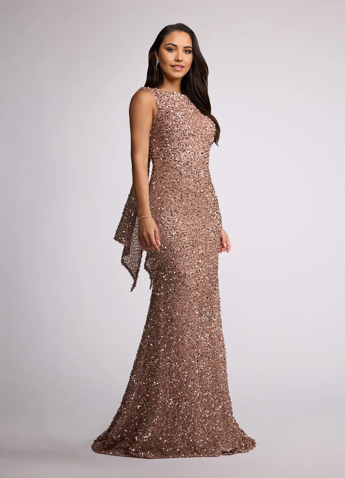 Mermaid Ruched Sequins Champagne formal dresses evening dress Mother of the Bride Dresses