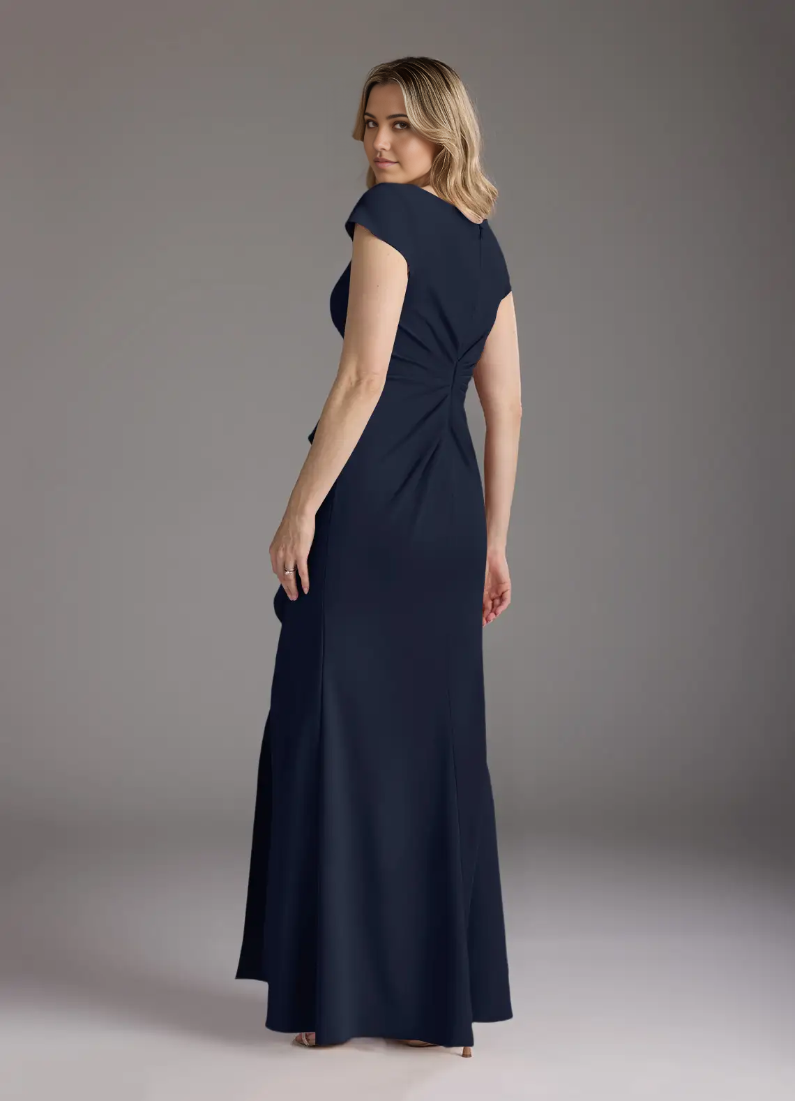 Mermaid V-Neck Pleated Dark Navy formal dresses evening dress Mother of the Bride Dresses