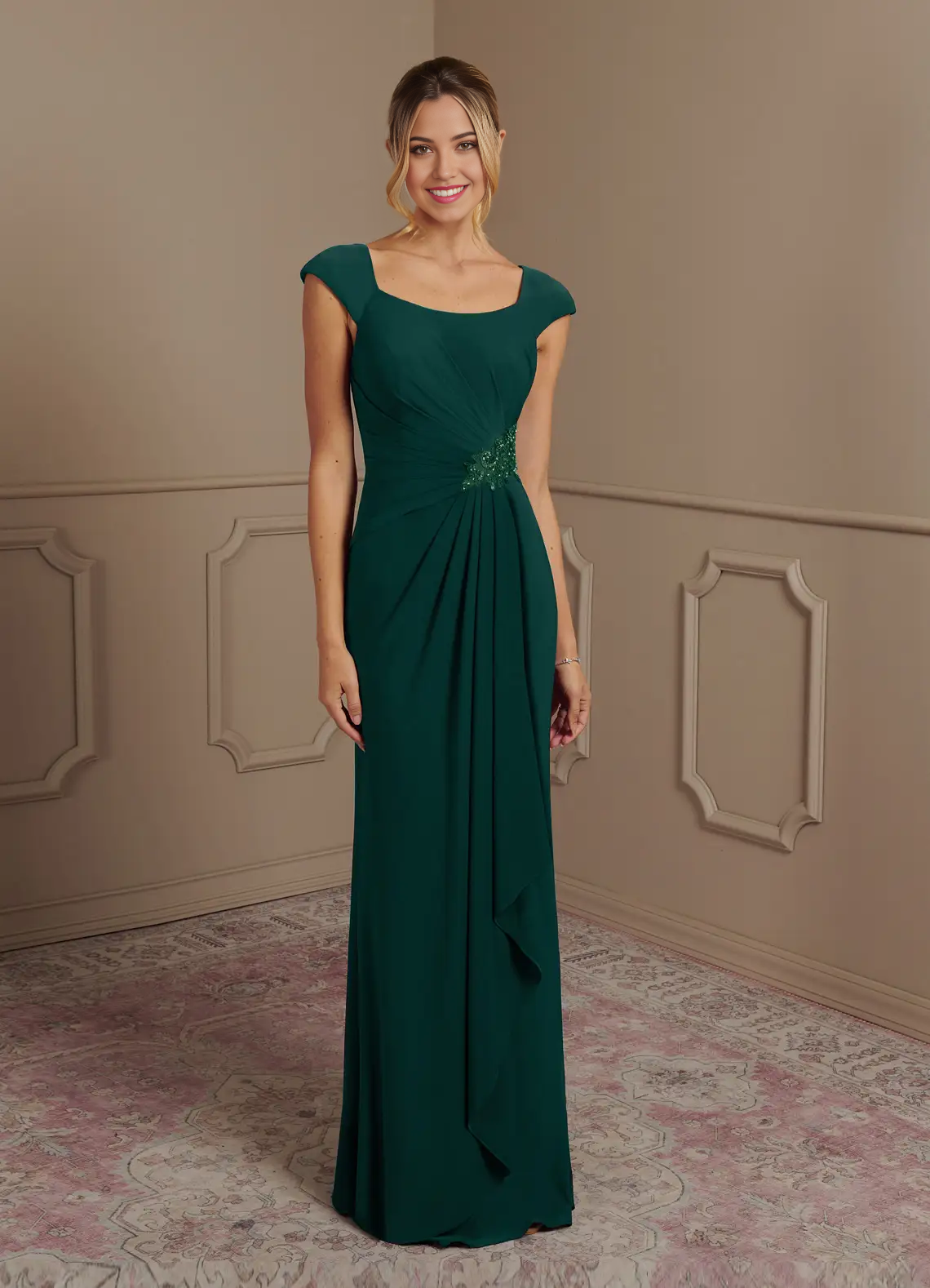 Sheath Sequins Dark Green formal dresses evening dress Mother of the Bride Dresses