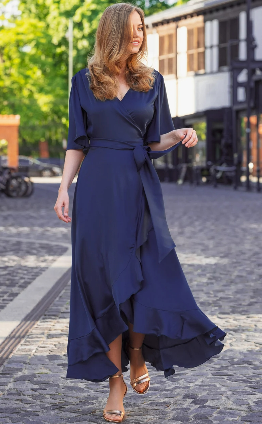 A-line V-Neck Half Sleeve Bridesmaid Dress Formal Dresses for Wedding Guest Cocktail Dress Mother of the Bride Dresses