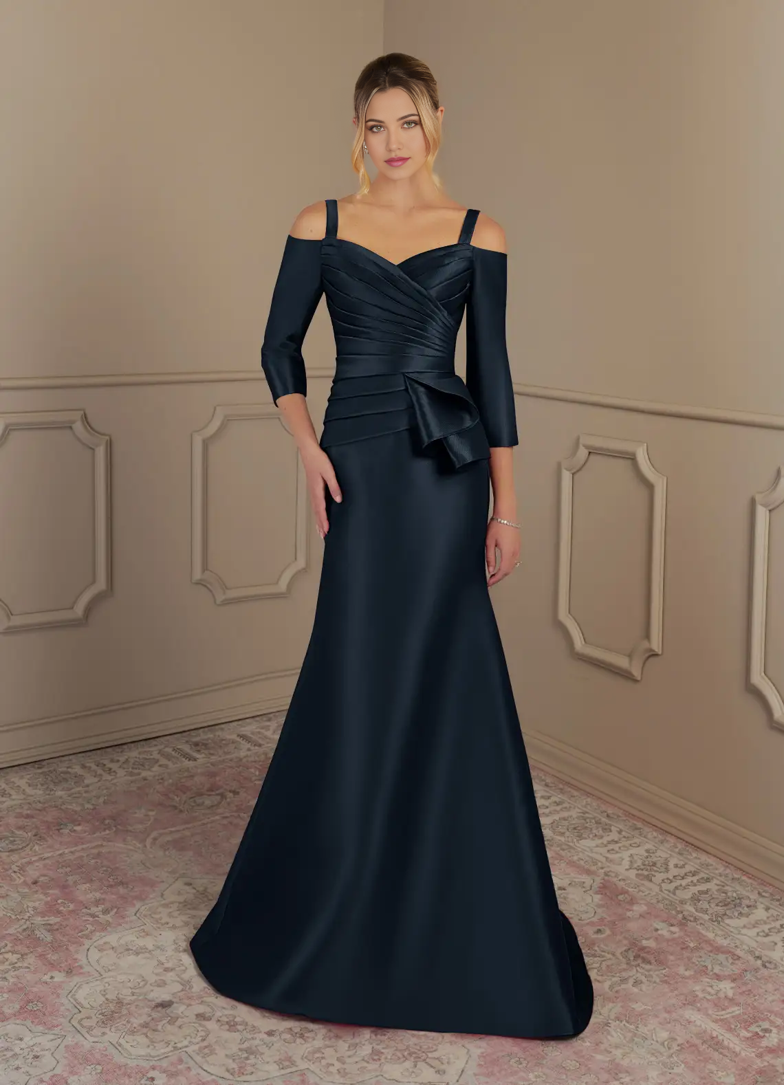 Mermaid Off the Shoulder Dark Navy formal dresses evening dress Mother of the Bride Dresses