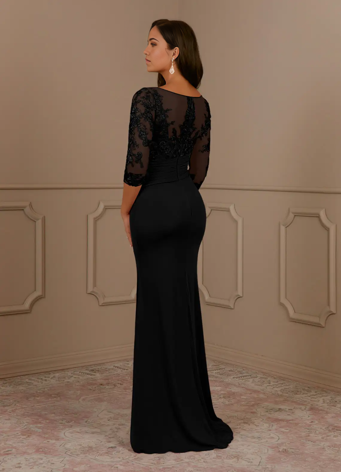 Mermaid Scoop Lace Lace Black Mother of the Bride Dresses