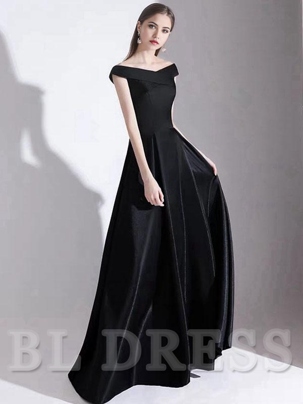 A-Line Bateau Neck Satin Floor Length formal dress evening gown Wedding Guest Dresses Prom Dress