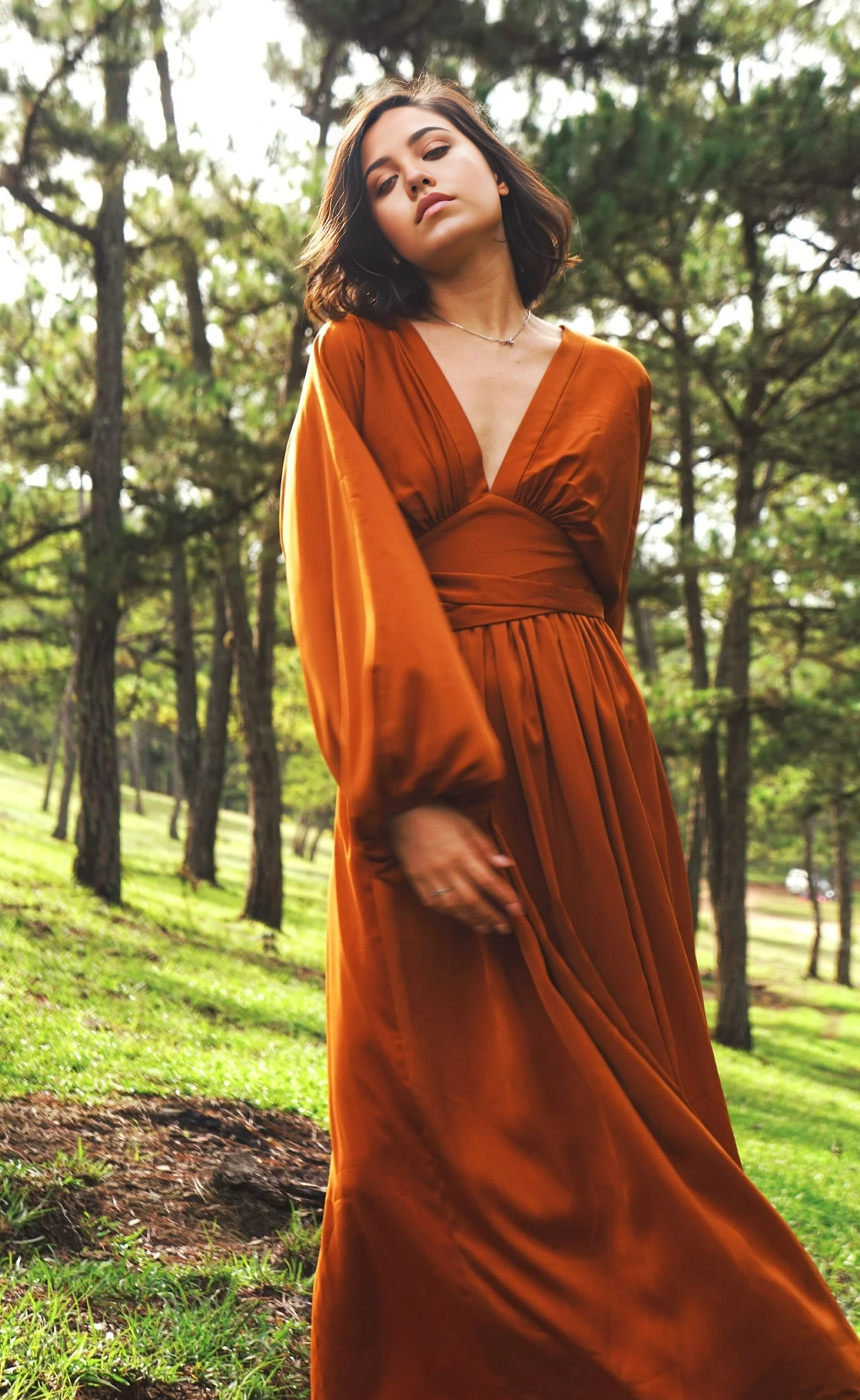 A-line V-Neck Long Sleeve Cocktail Dress Bridesmaid Dress Formal Dresses for Wedding Guest Mother of the Bride Dresses