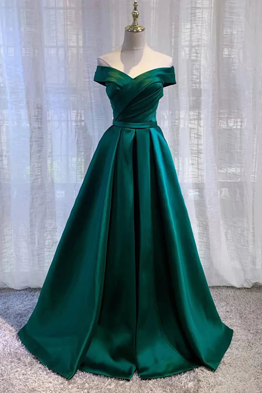 A Line Off the Shoulder Elegant Long Prom Dress
