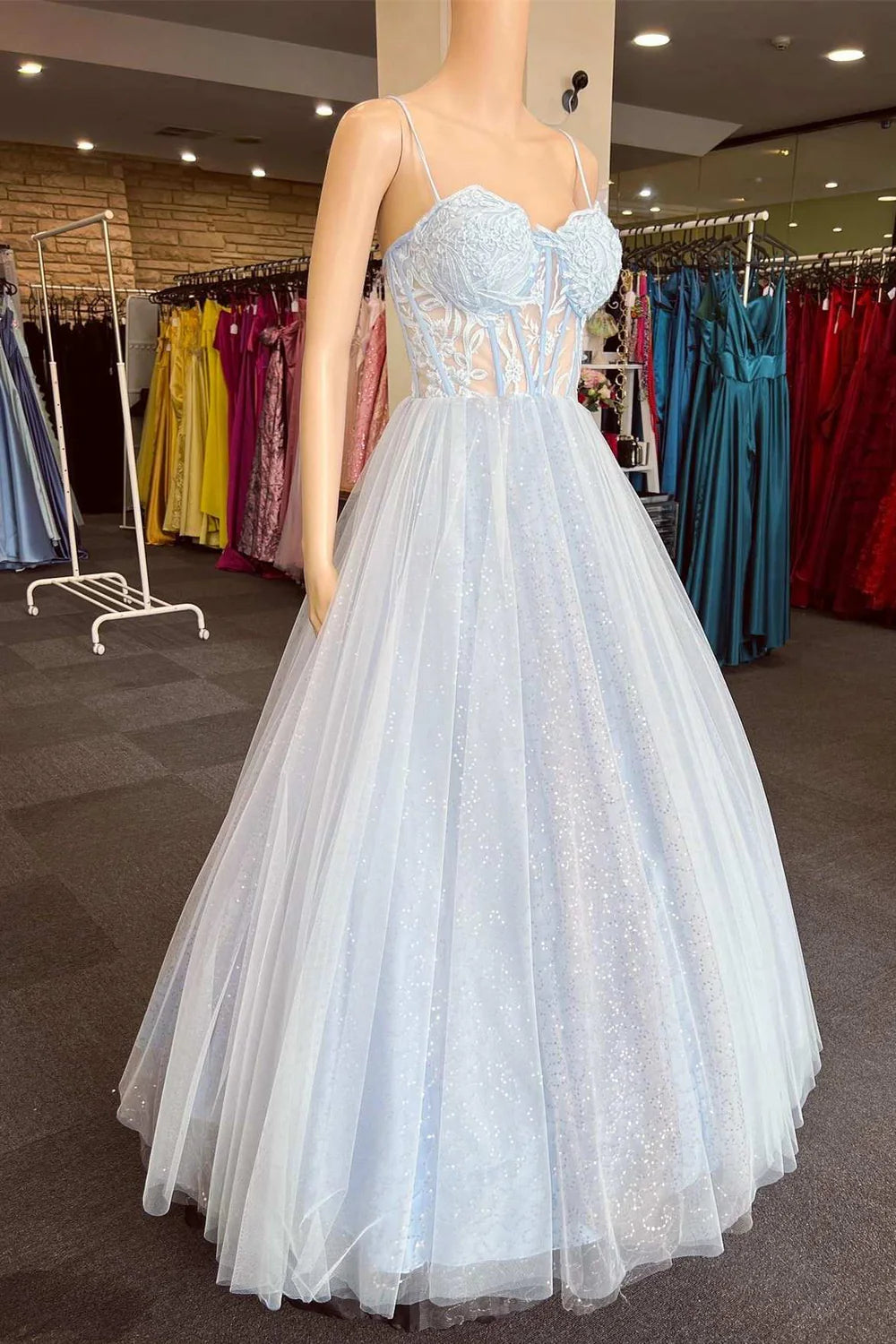 A-Line Lace Sweetheart Prom Dress