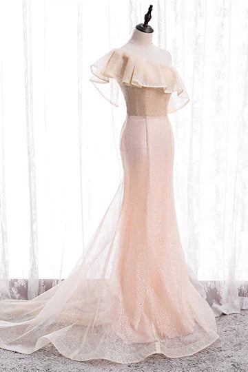 Mermaid One Shoulder Ruffle Lace-Up Maxi Formal Dress Prom Dresses