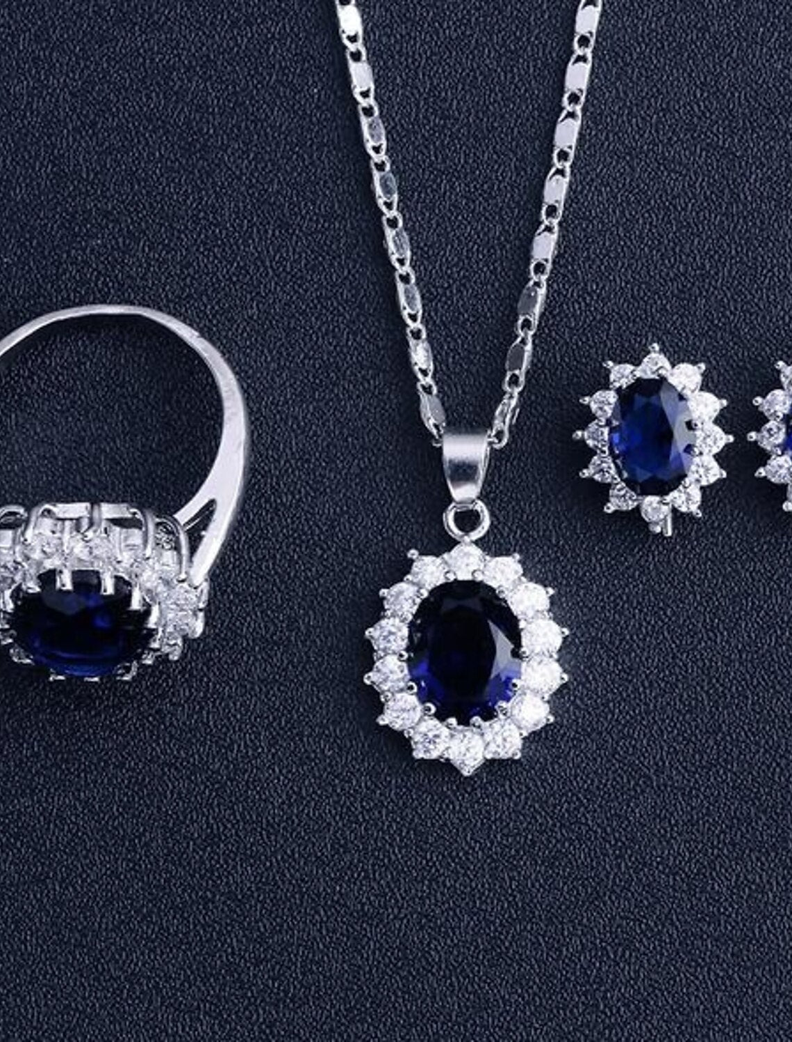 1 set Stud Earrings Pendant Necklace For Women's Party Holiday Rhinestone Glass Alloy / Band Ring
