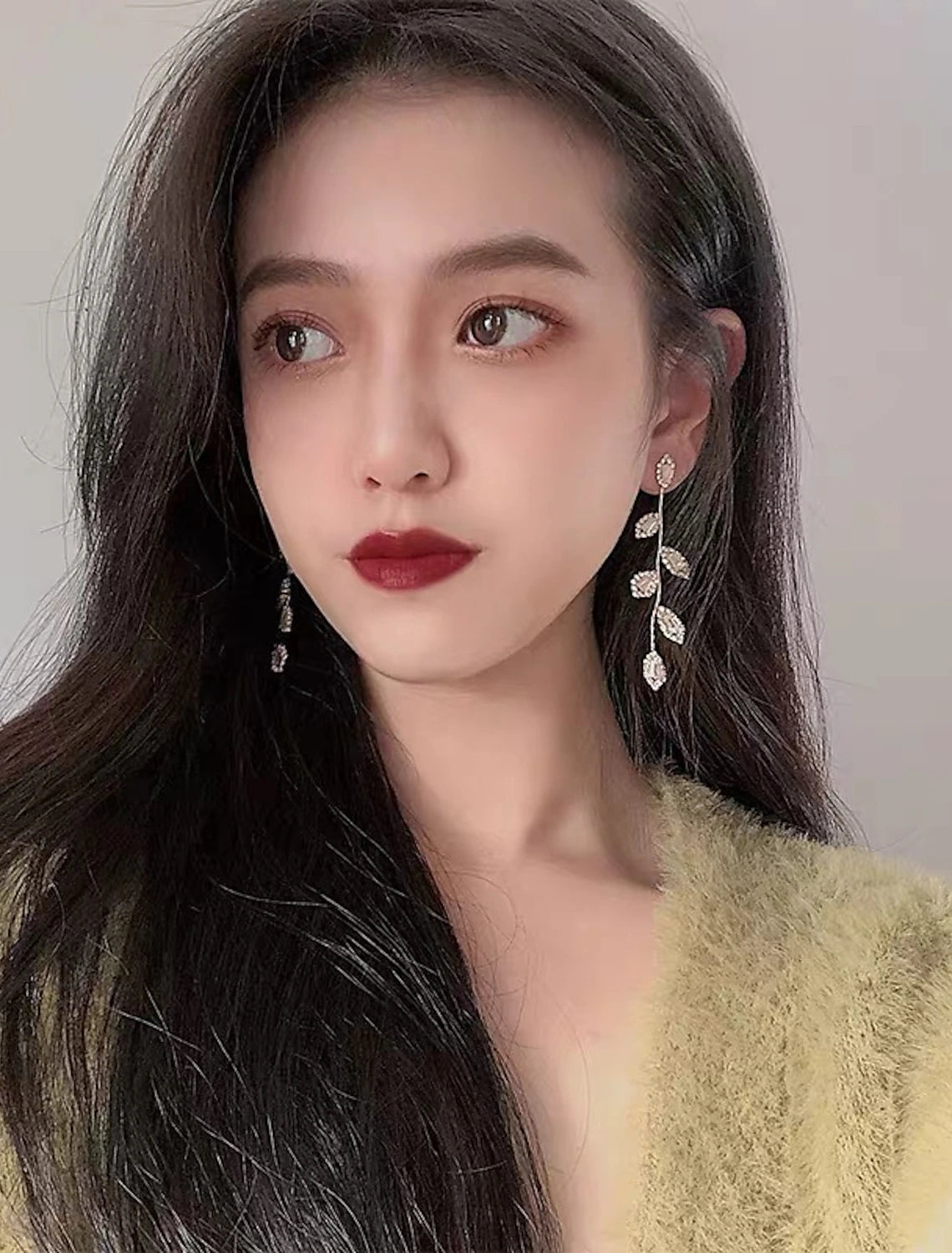 Women's Clear Drop Earrings Fine Jewelry Geometrical Leaf Stylish Trendy S925 Sterling Silver Earrings Jewelry For Wedding Party 1 Pair