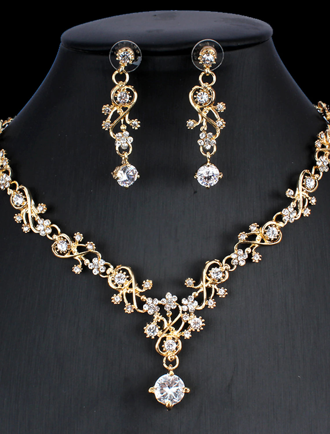 Hoop Earrings 1 set Rhinestone 1 Necklace Earrings Women's Stylish Luxury Elegant Chandelier Floral irregular Jewelry  For Wedding Engagement Work