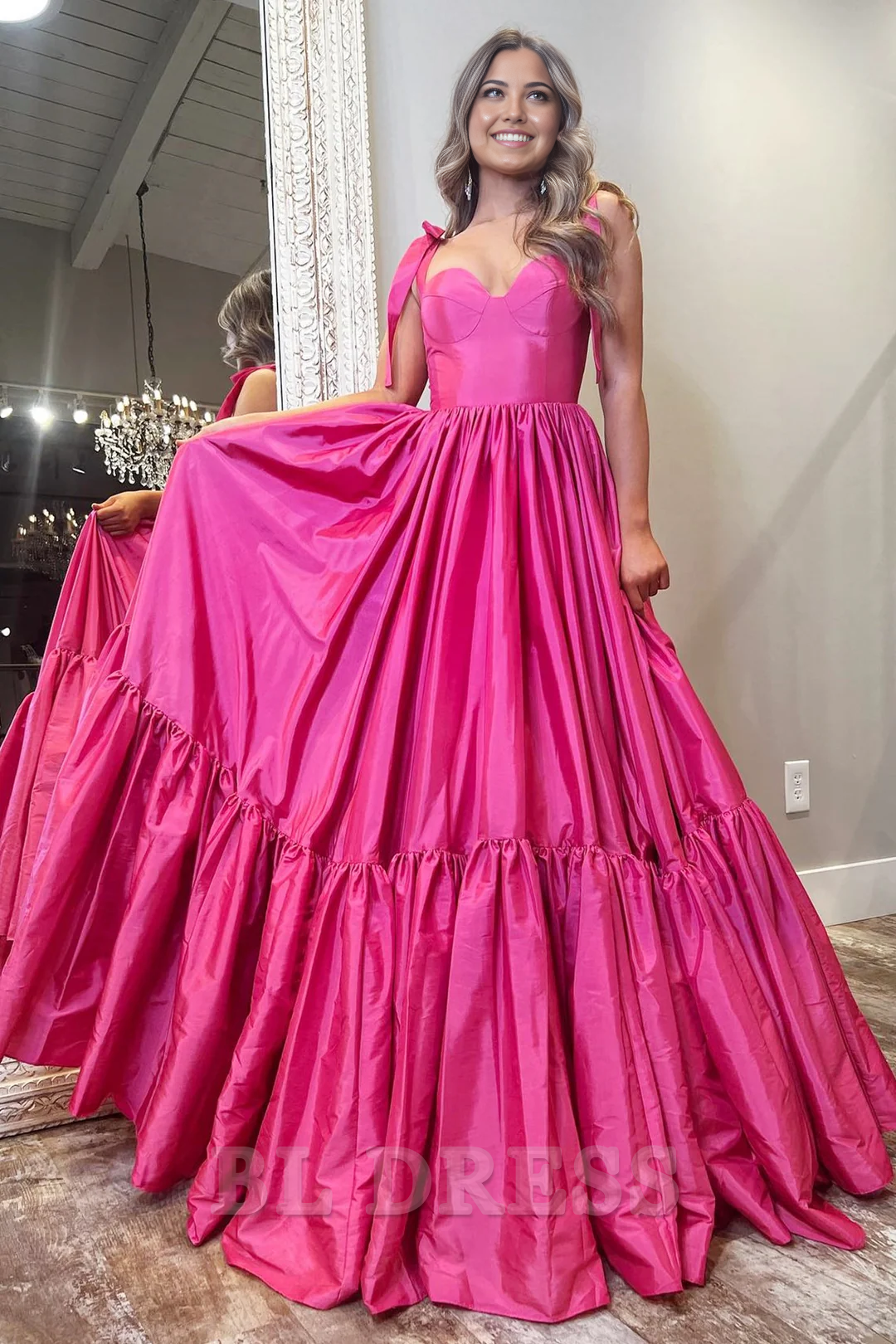 A-Line Sweetheart Bow Strap Red Long formal dresses evening gown Prom Dress