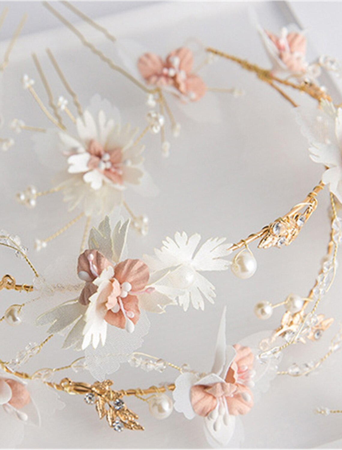 Floral Crown Headband And Hairpins Color Hairband Flower Tiara Bridal Hair Accessories Hair Pins Set Hair Jewelry For Women