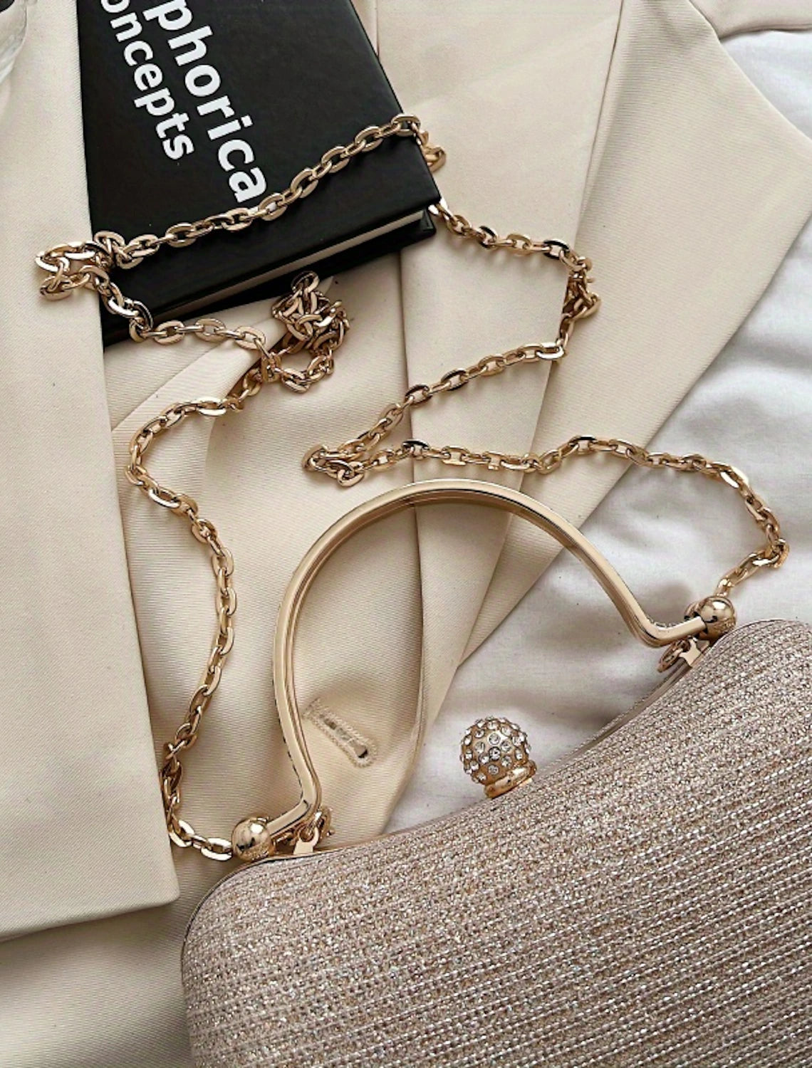 Women's Clutch Evening Bag Wristlet Clutch Bags PU Leather Party Bridal Shower Holiday Rhinestone Chain Large Capacity Waterproof Lightweight