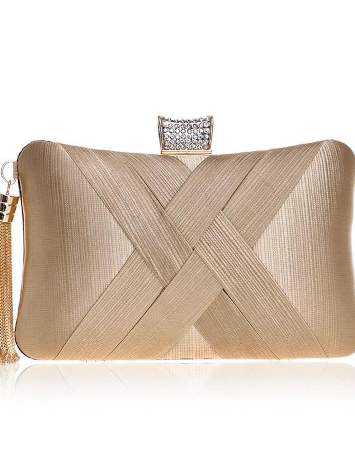 Women's Clutch Evening Bag Wristlet Clutch Bags Silk Party Bridal Shower Holiday Tassel Chain Large Capacity