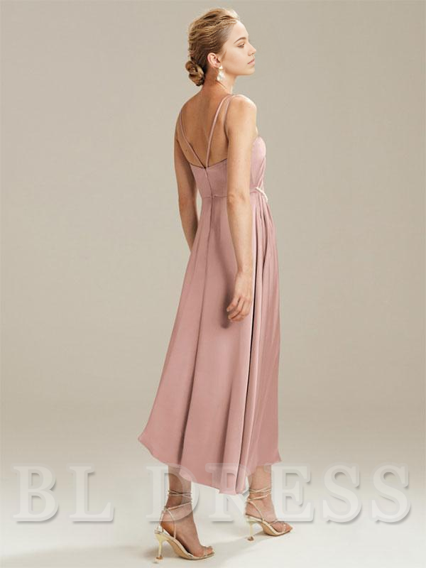 A-Line Tea-Length formal dresses evening gown Prom Dress With Side Slit