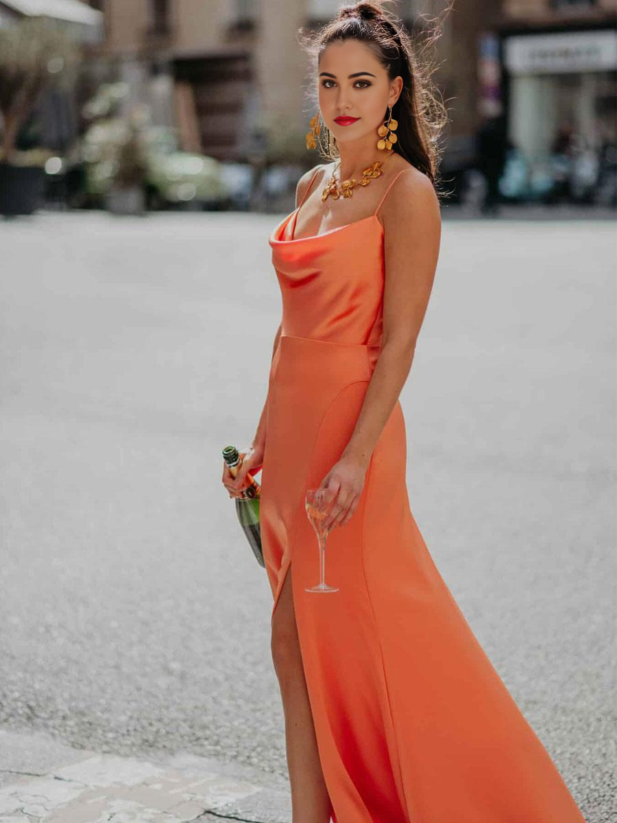 A-Line Sweep Silk Like Satin formal dresses Bridesmaid Dresses evening gown Prom Dress