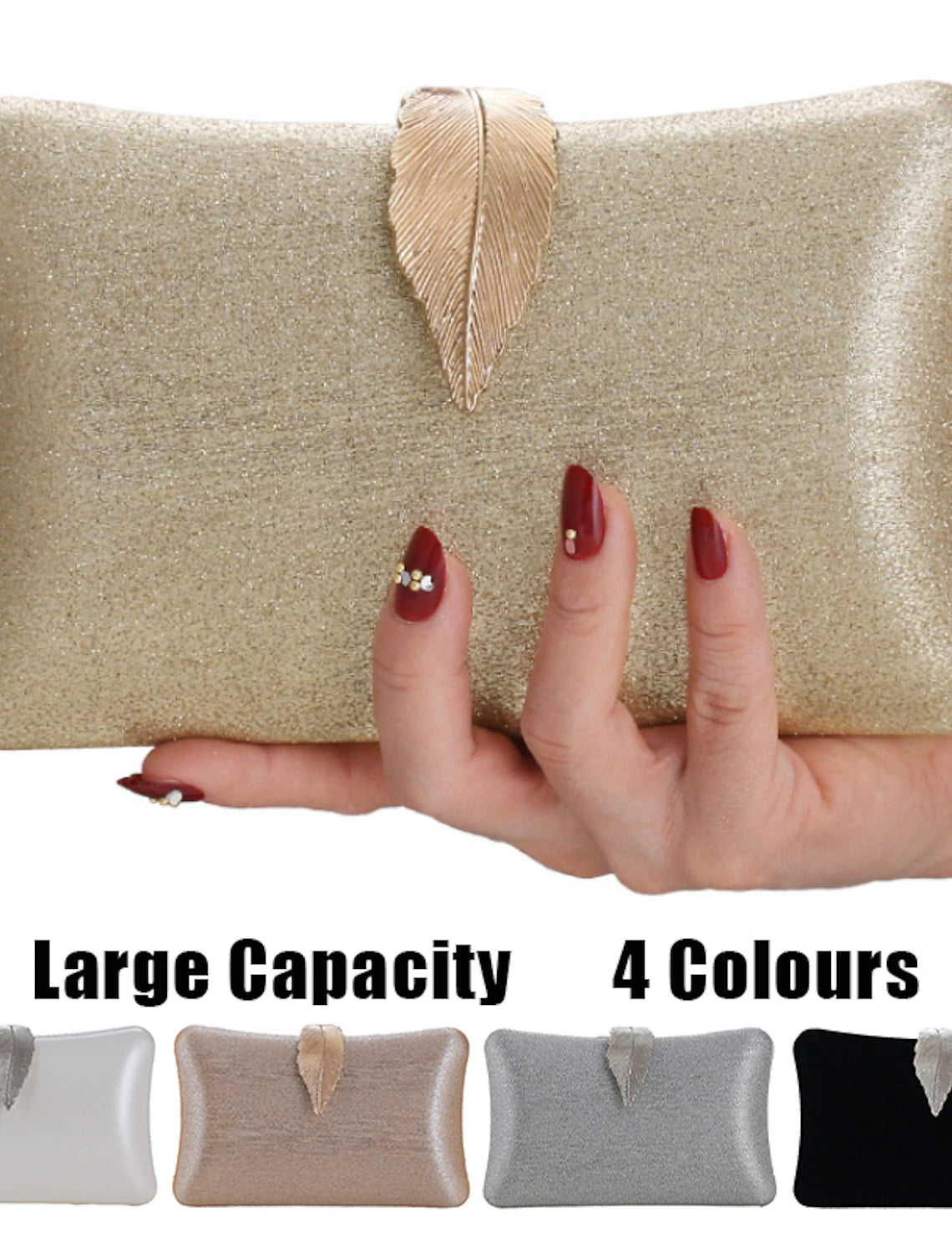 Damen Clutch Abendtasche Handgelenk Clutch Taschen PU Leder Party Weihnachten Dusche Knöpfe Kette Große Kapazität Leicht Langlebig Einfarbig