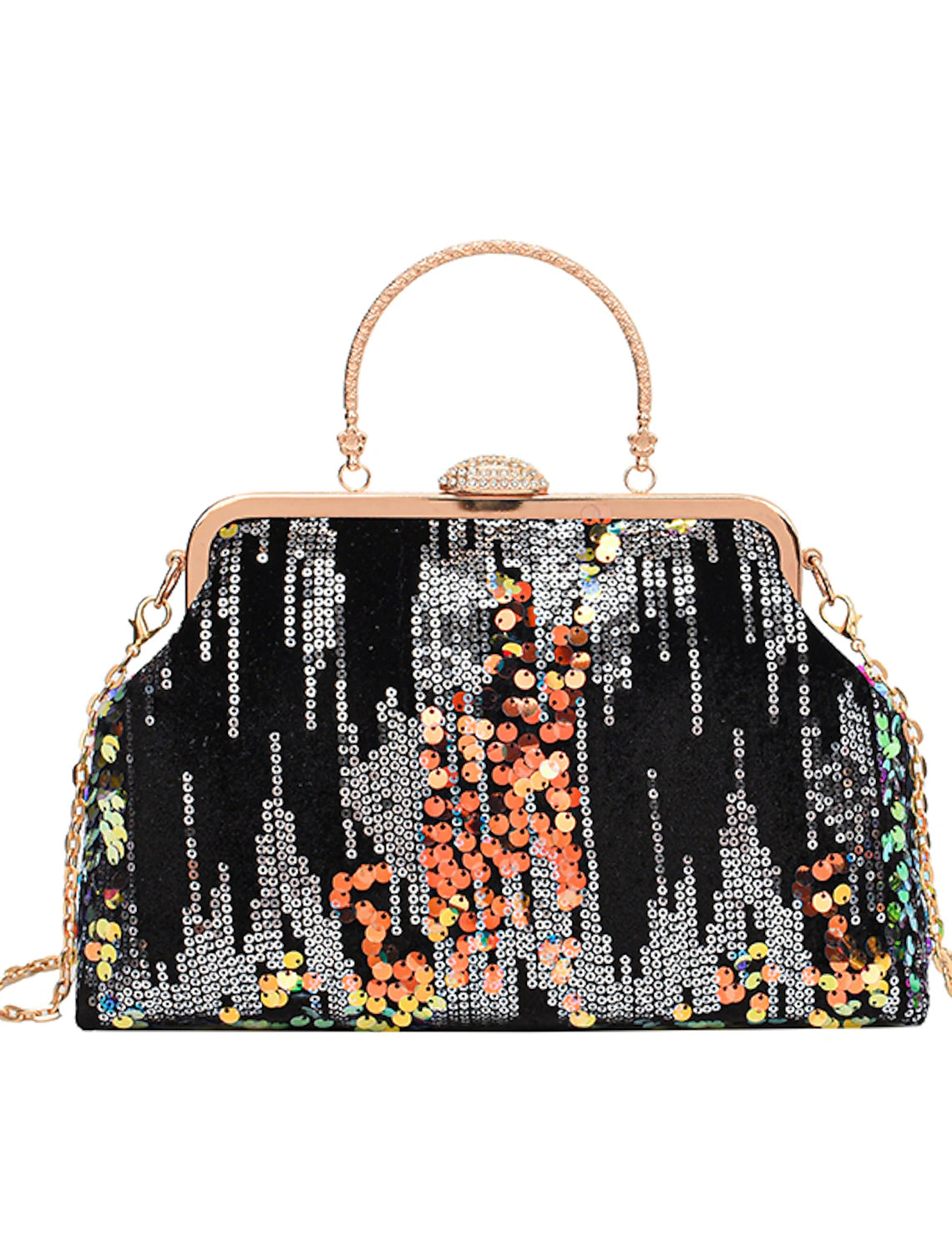 Damen-Handtasche, Clutch, Kuppeltasche, synthetisch, für Partys, Brautpartys, Hochzeitsfeiern, Pailletten, großes Fassungsvermögen, faltbar, geometrisch