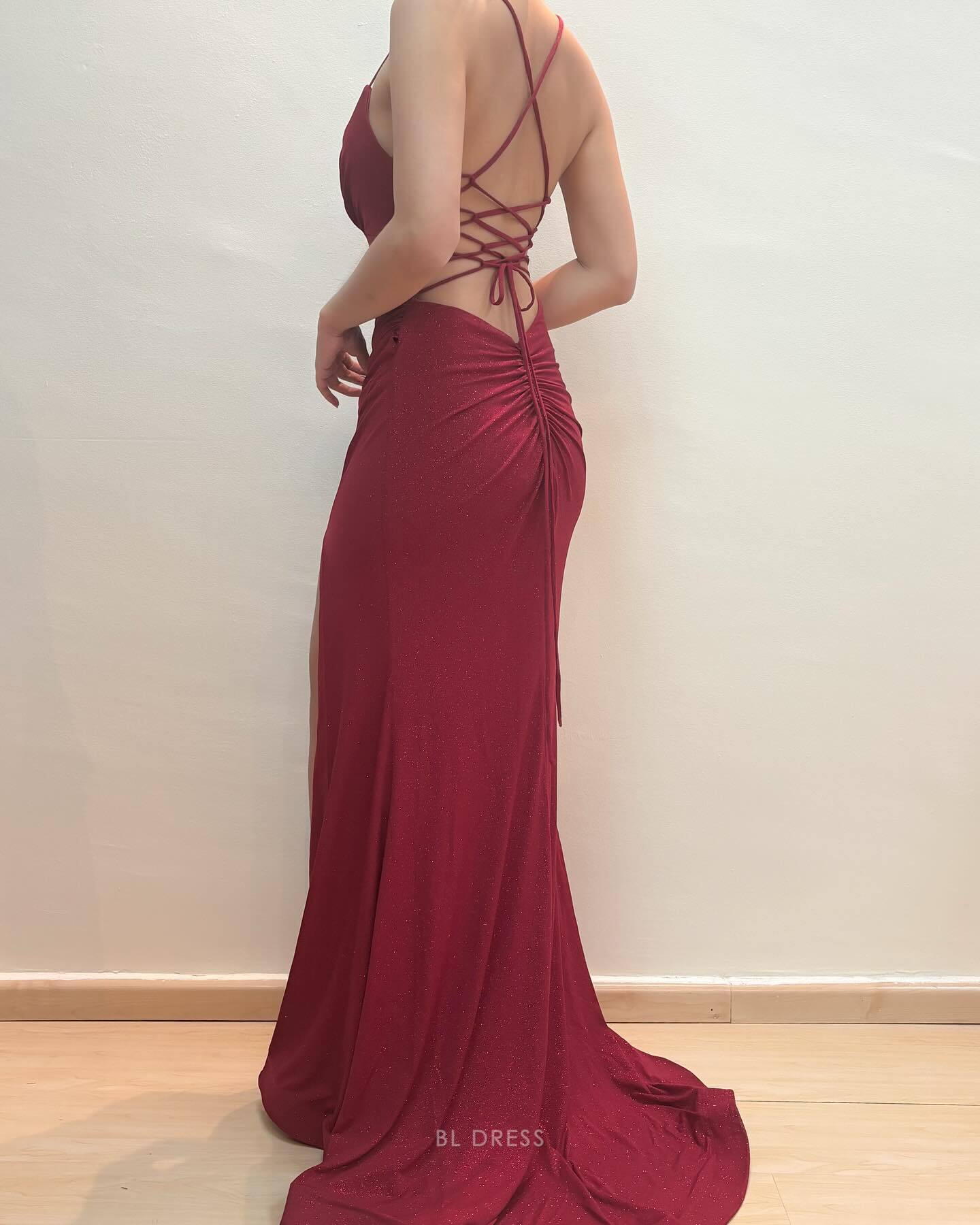 Mermaid Backless Vintage Burgundy formal dresses Bridesmaid Dresses evening gown Prom Dress