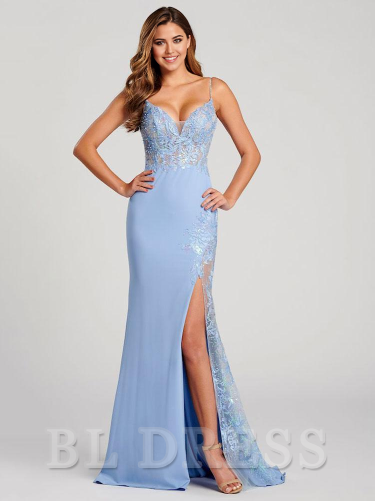Mermaid V-Neck Backless Floor-Length Applique formal dresses Bridesmaid Dresses evening gown Prom Dress