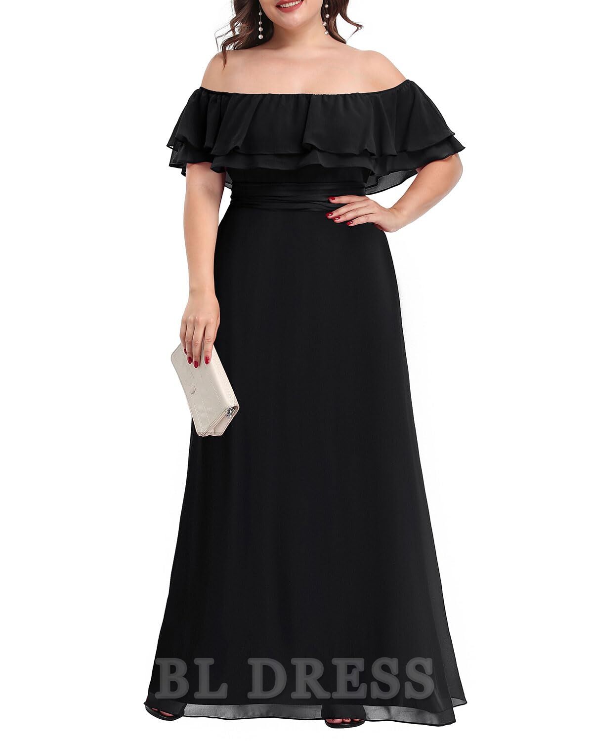 Plus Size A-line Off The Shoulder Chiffon formal dresses Bridesmaid Dresses evening gown Prom Dress