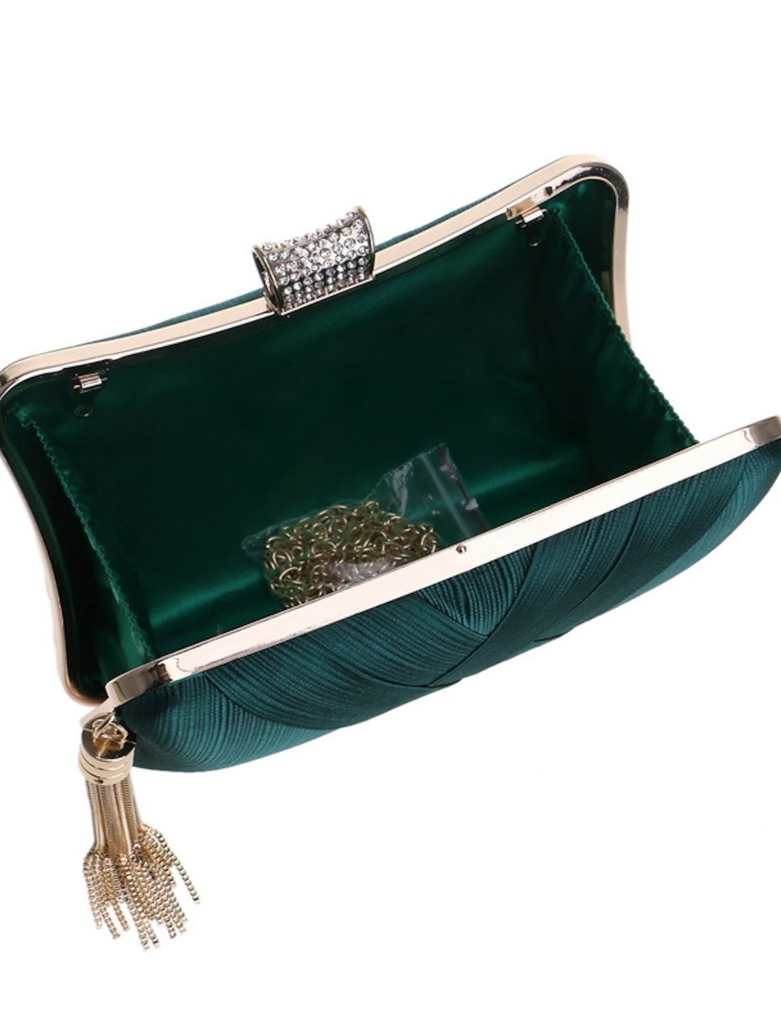 Damen Clutch Abendtasche Wristlet Clutch Taschen Seide Party Brautparty Urlaub Quaste Kette Große Kapazität