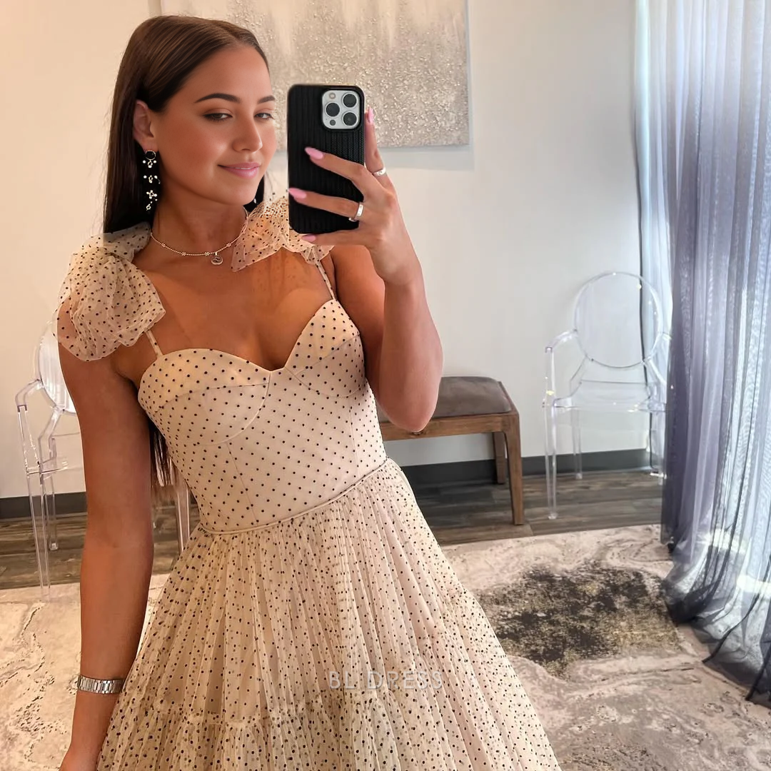 A Line Spaghetti Straps Tulle Long formal dresses Bridesmaid Dresses evening gown Prom Dress