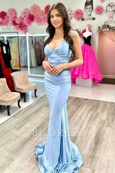 Mermaid Sexy V-Neck Lace-Up Back Purple Long formal dresses Bridesmaid Dresses evening gown Prom Dress