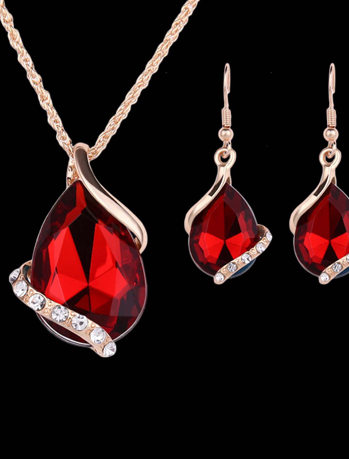 Jewelry Set Drop Earrings For Women's Sapphire Crystal Party Wedding Daily Rose Gold Crystal Rhinestone Pear Cut Solitaire Drop / Pendant Necklace / Necklace / Earrings / Valentine
