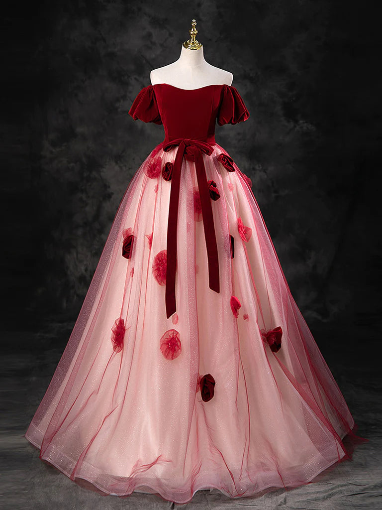 A-Line Tulle Long Prom Dress