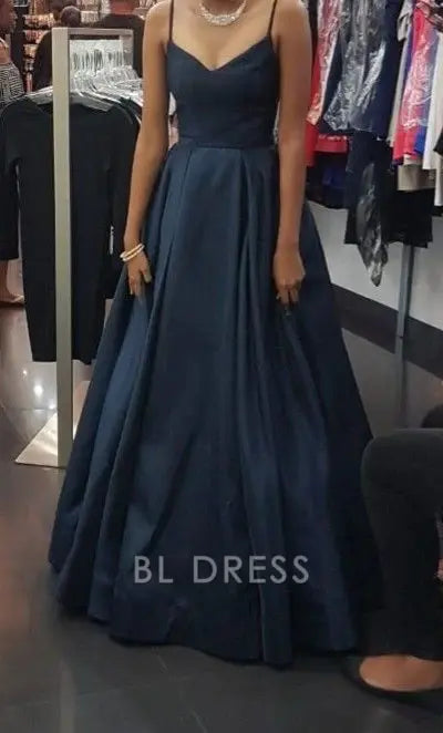 A-Line Spaghetti Straps V Neck Long formal dresses Bridesmaid Dresses evening gown Prom Dress