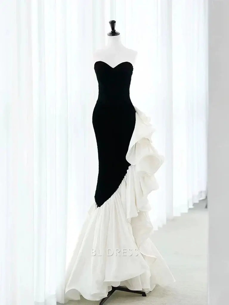 Mermaid Pleated Chic Velvet Black Long formal dresses Bridesmaid Dresses evening gown Prom Dress