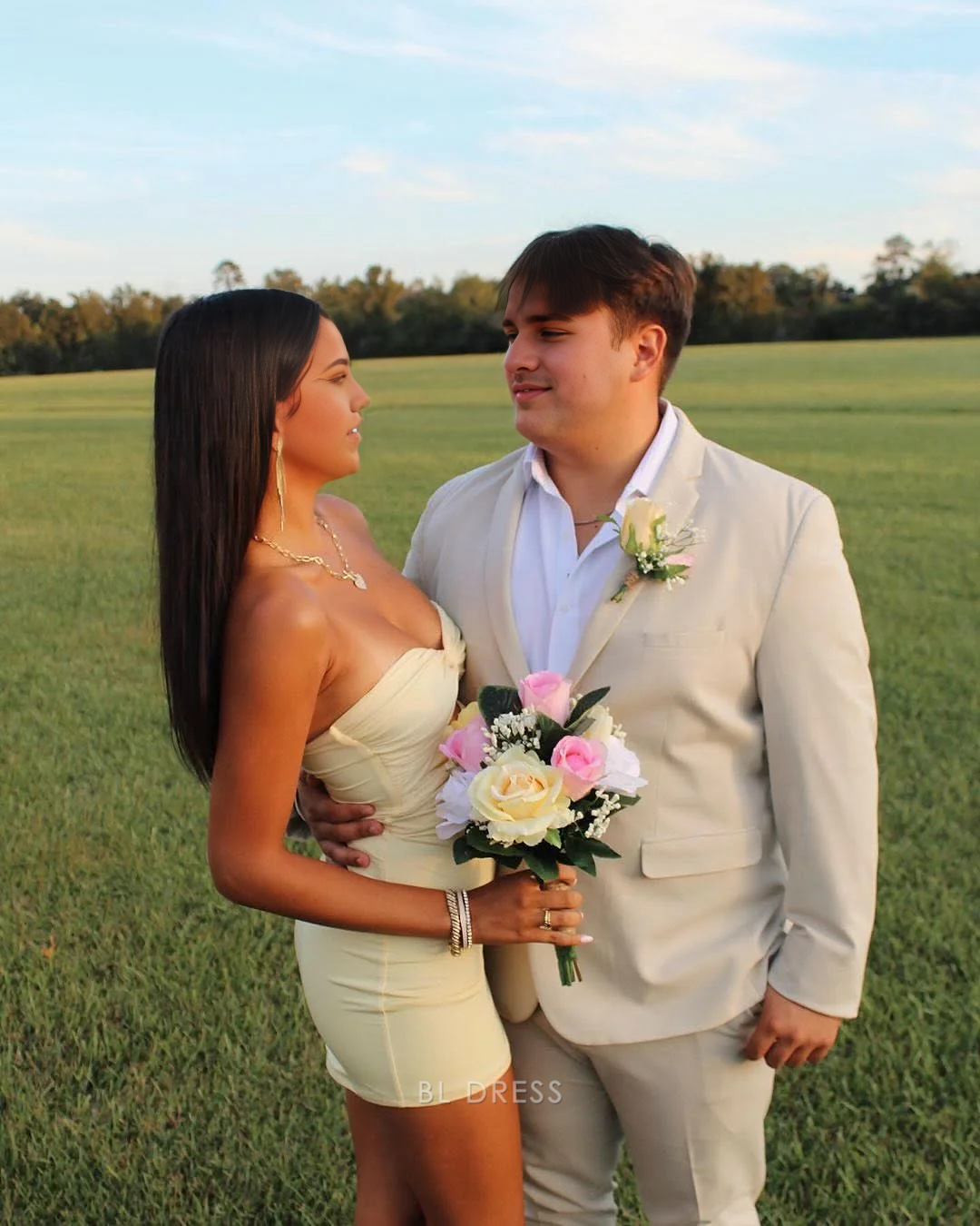 Sheath Strapless Yellow Short formal dresses Bridesmaid Dresses evening gown Prom Dress Homecoming Dress