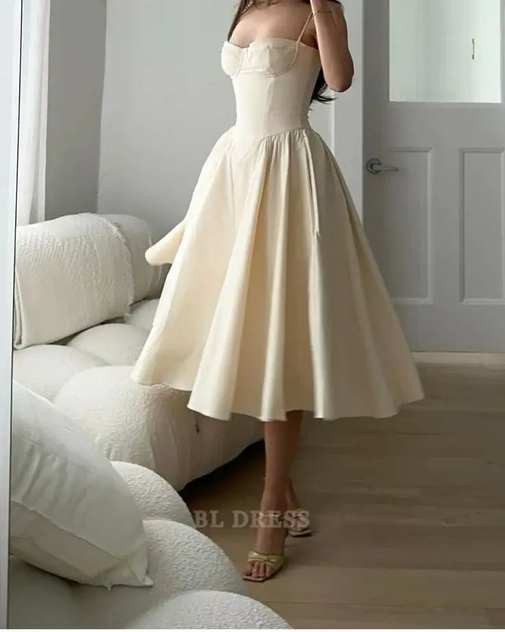 A line Spaghetti Straps Satin Ankle Length formal dresses Bridesmaid Dresses evening gown Prom Dress