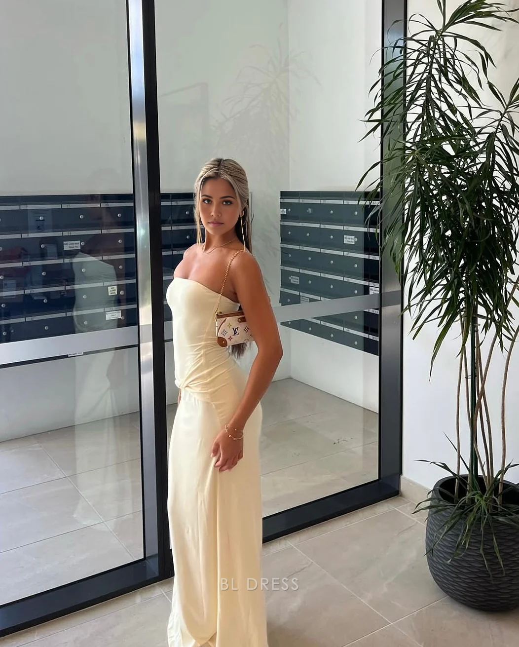 Mermaid Strapless Chiffon formal dresses Bridesmaid Dresses evening gown Prom Dress