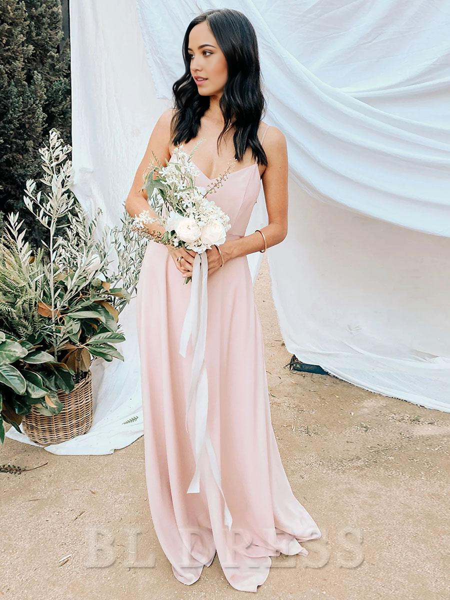 A-Line V-Neck Floor-Length Backless formal dresses evening gown Prom Dress