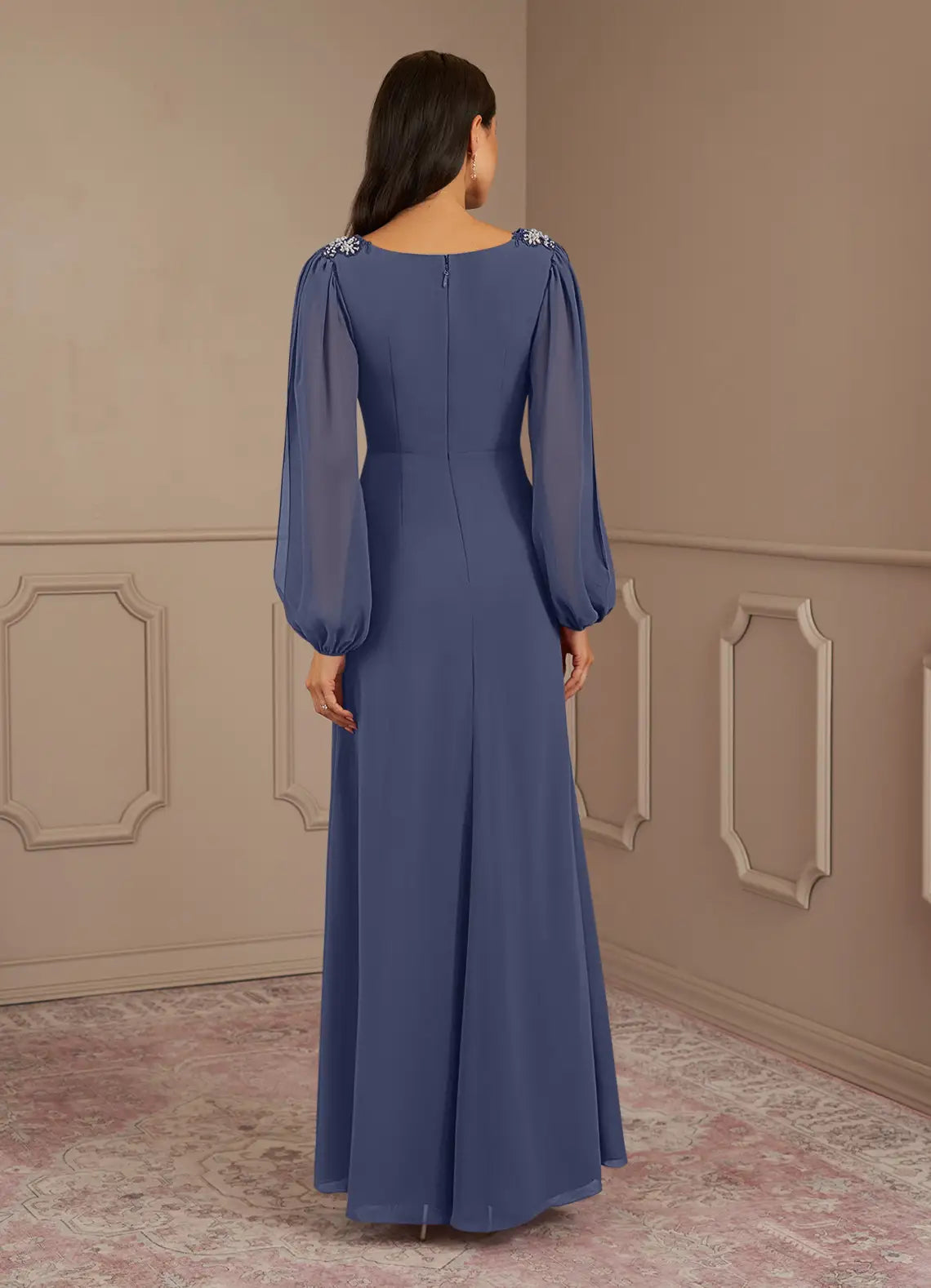 A-Line V-Neck Sequins Chiffon Stormy formal dresses evening dress Mother of the Bride Dresses