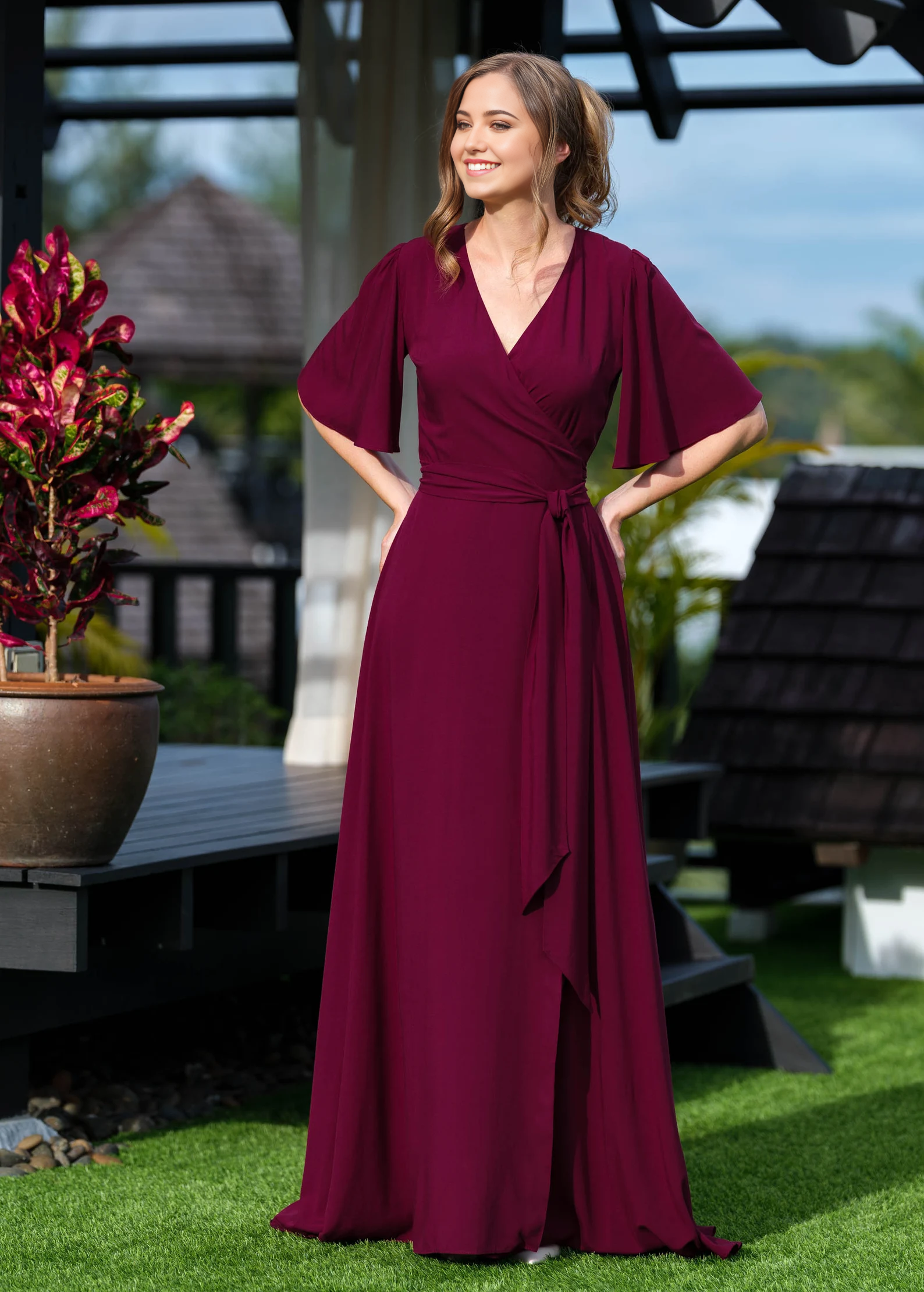 A-line V-Neck Half Sleeve Bridesmaid Dress Formal Dresses for Wedding Guest Cocktail Dress Mother of the Bride Dresses